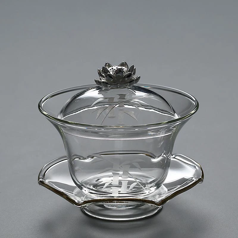 

200ml Creative Japanese Boutique Lotus Gaiwan Glass Brew Tea Pot Tea Maker Tea Cup Teapot Master Cup Lid Blow Kung Fu Tea Set