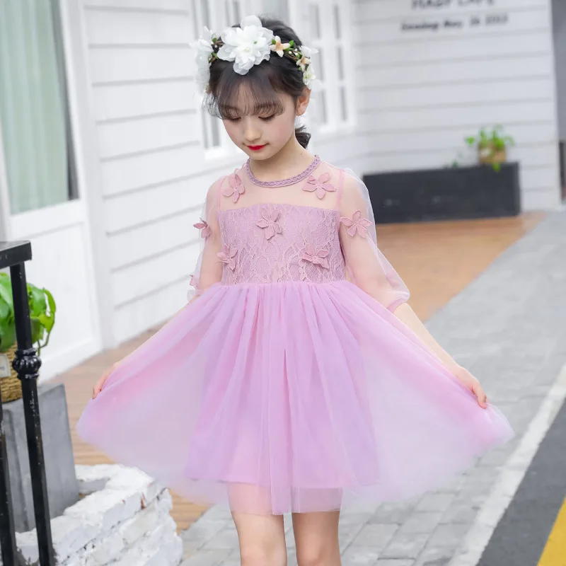 Дети симпатичное платье принцессы Детские Летняя Одежда для девочек цветок