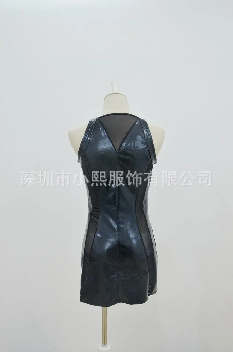 Плюс размер сексуальное Бандажное мини платье из искусственной кожи прозрачное