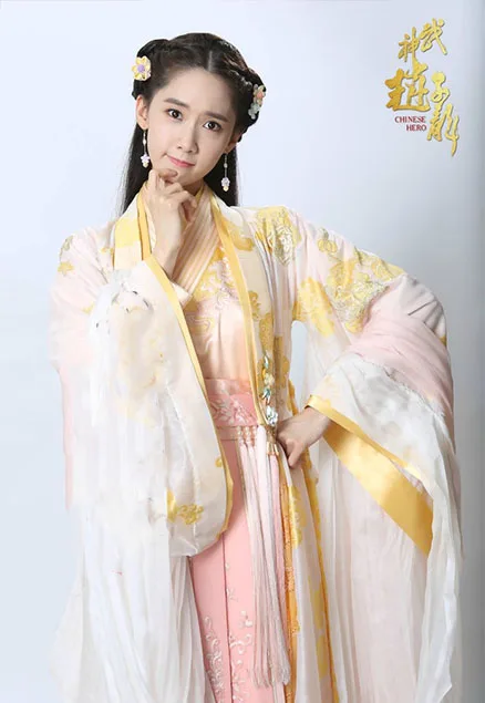 Golden Pink Yun Er Newest TV Play Chinese Hero-Zhao ZiLong of Three Kingdoms Period Actress Same Design Drama Costume Hanfu