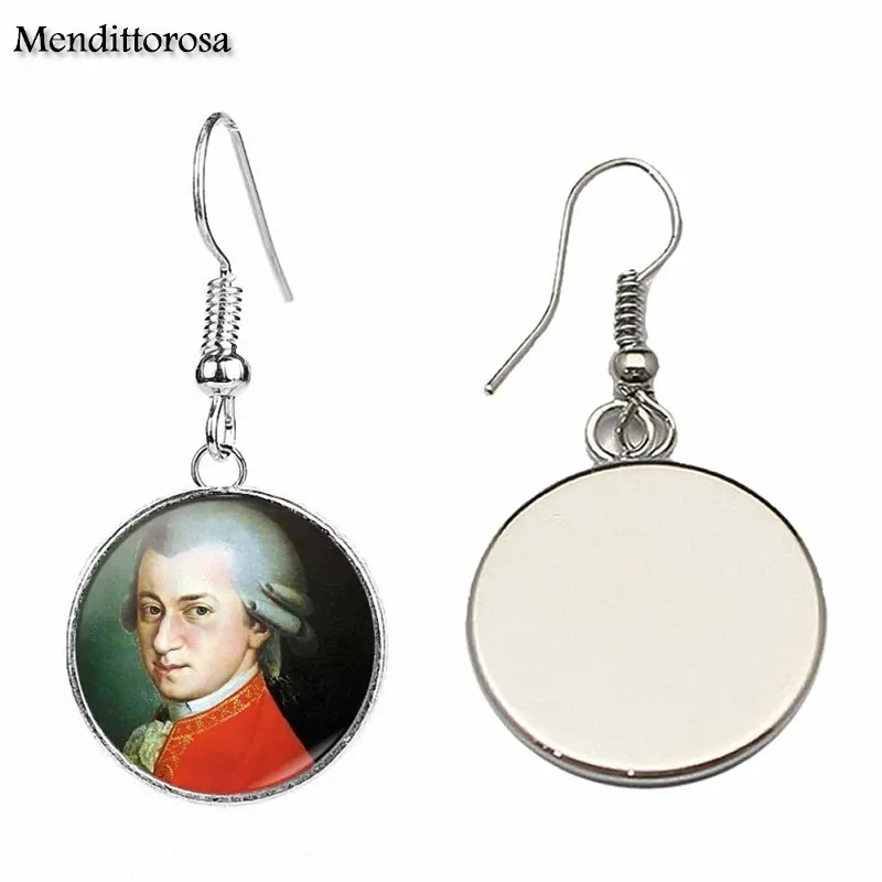 Клипсы Wolfgang Mozart стеклянные ручной работы с бронзовым/серебряным/золотым зажимом