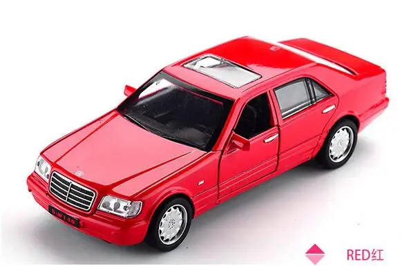 1:32 Сплав Ретро-игрушка автомобиль W140 S600 металлическая классическая игрушка, модель автомобиля Игрушечная машина из сплава со звуком и светом оттягивающий подарок для детей - Цвет: Красный