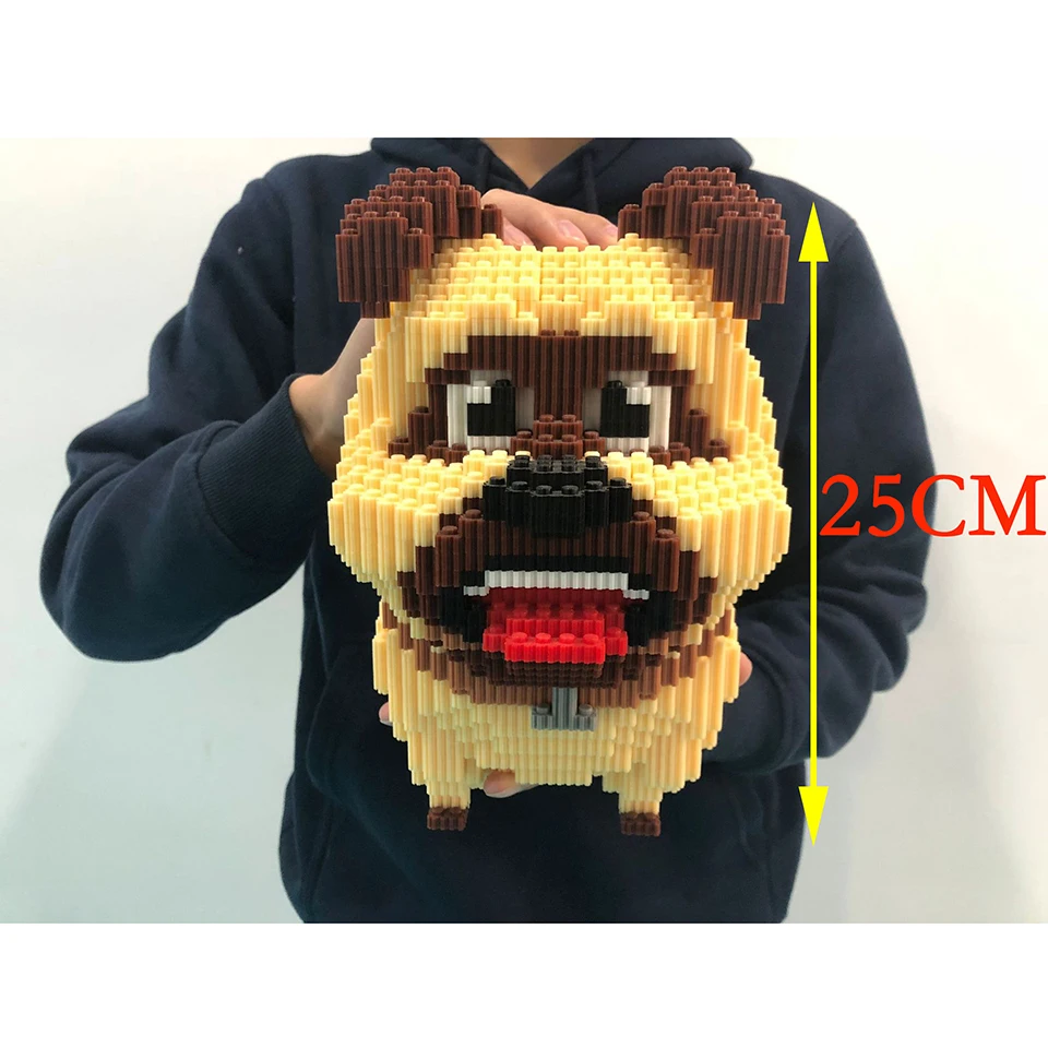 Животные Собака мопс строительные блоки для детей алмазные мини большая модель