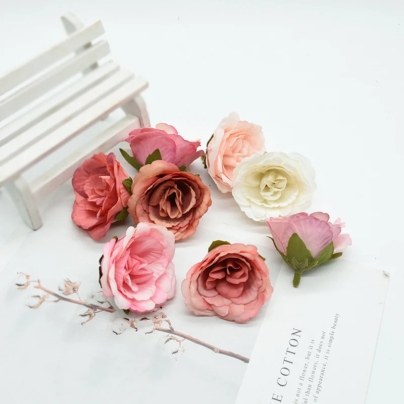 

5pcs fake flowers wall for wedding home decoration diy christmas garland artificial plants for vases cheap scrapbook Silk roses