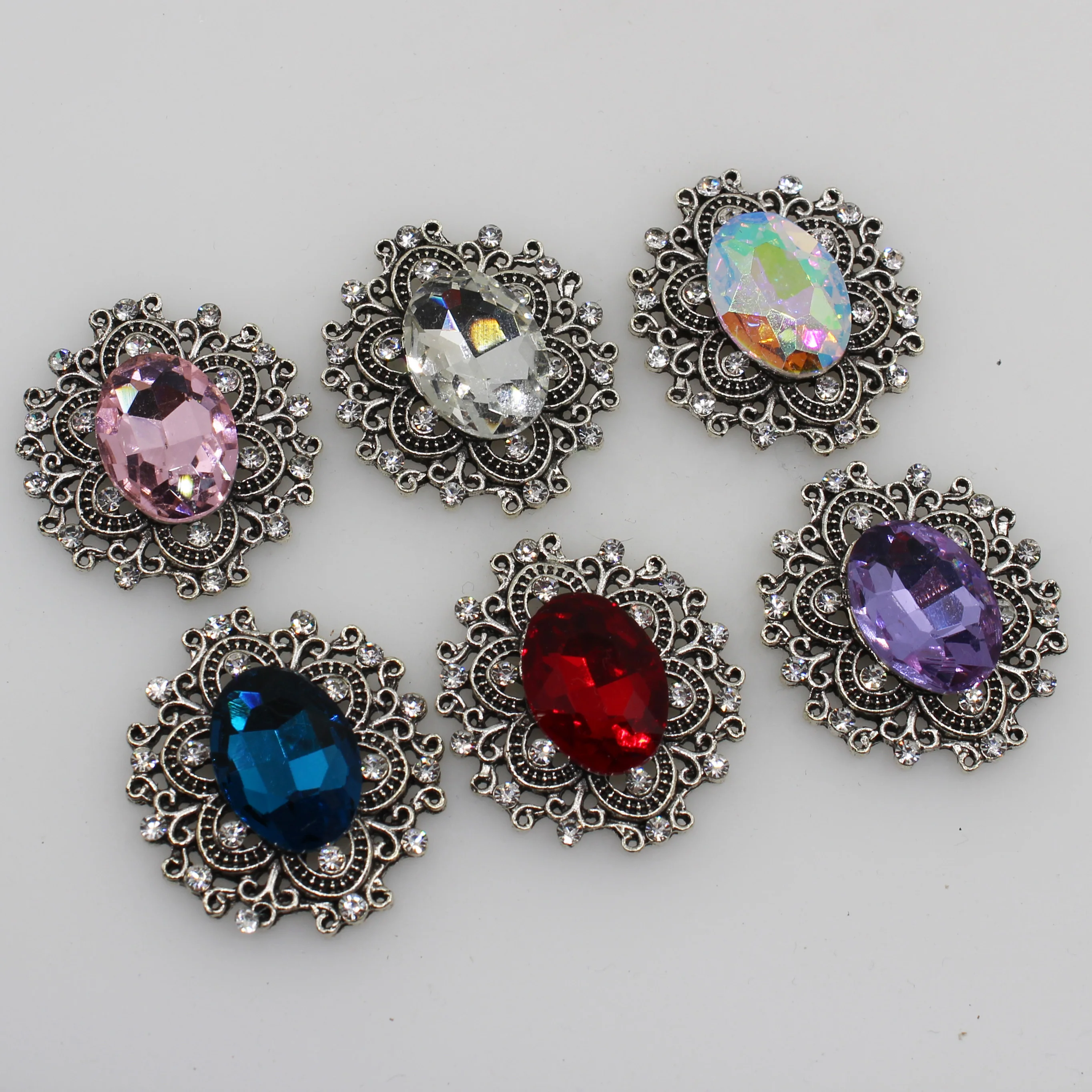 5 шт. цветные стеклянные стразы в стиле ретро на пуговицах свадебные