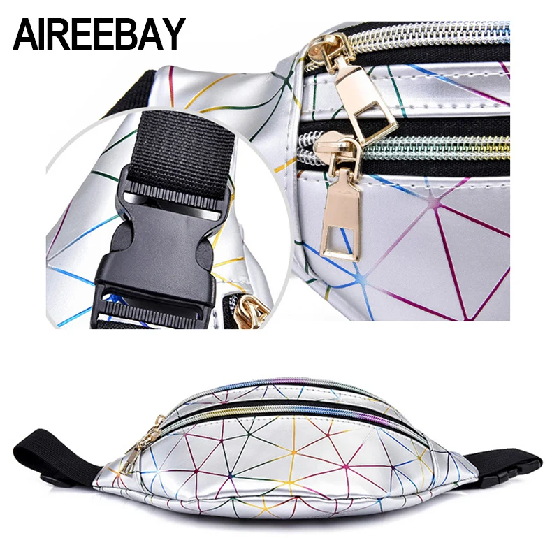 AIREEBAY новая голографическая поясная сумка женская серебряная Лазерная поясная сумка женская голограмма поясная сумка кошелек для телефона