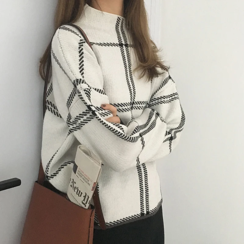 Large Women Sweaters 2018 Winter Striped Knitted Plus Size Turtleneck Long Sweater Clothing | Женская одежда