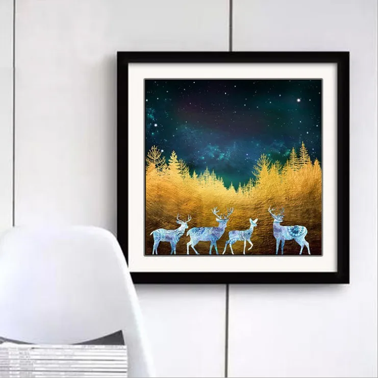 5D DIY Diamonds Diamond Embroidery Flower Elk Forest Embroidered Cross stitch Home Decoration Gift Night Time Wall Stickers | Дом и сад
