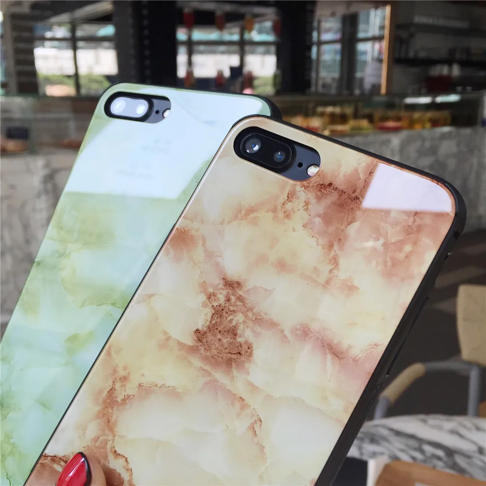 Цвета закаленное стекло чехол скины для APPLE IPHONE 7 8 PLUS X 6 S плюс роскошный мраморный