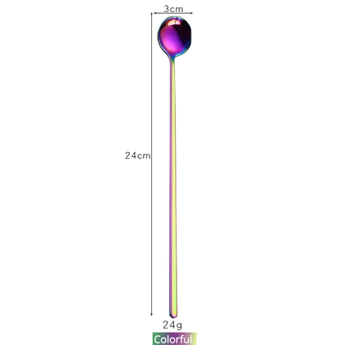 Rainbow KONCO Ice Tea Spoon Coffee Scoop Mixing Ice Cream Spoon Stainless Steel Cocktail Stirring Bar Accessoriess - Цвет: Rainbow