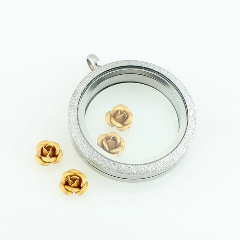 Лидер продаж Золотая Роза Плавающие прелести живые Стеклянные Медальоны