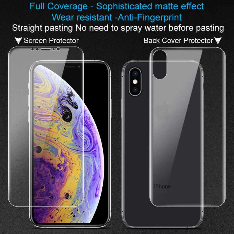 2 шт полное покрытие для Iphone X XS XR Max защита экрана задняя Imak гидрогель матовая