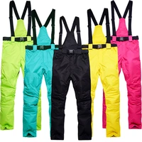 men ski pants brands new outdoor sports high quality suspenders trousers women windproof waterproof warm winter snow snowboard