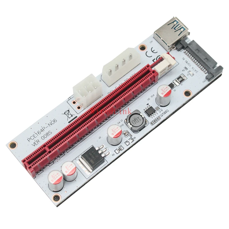 2018 Новый PCI E 1X к 16X видеокарта расширение данных SATA кабель для VER008S BTC шахтер DIY