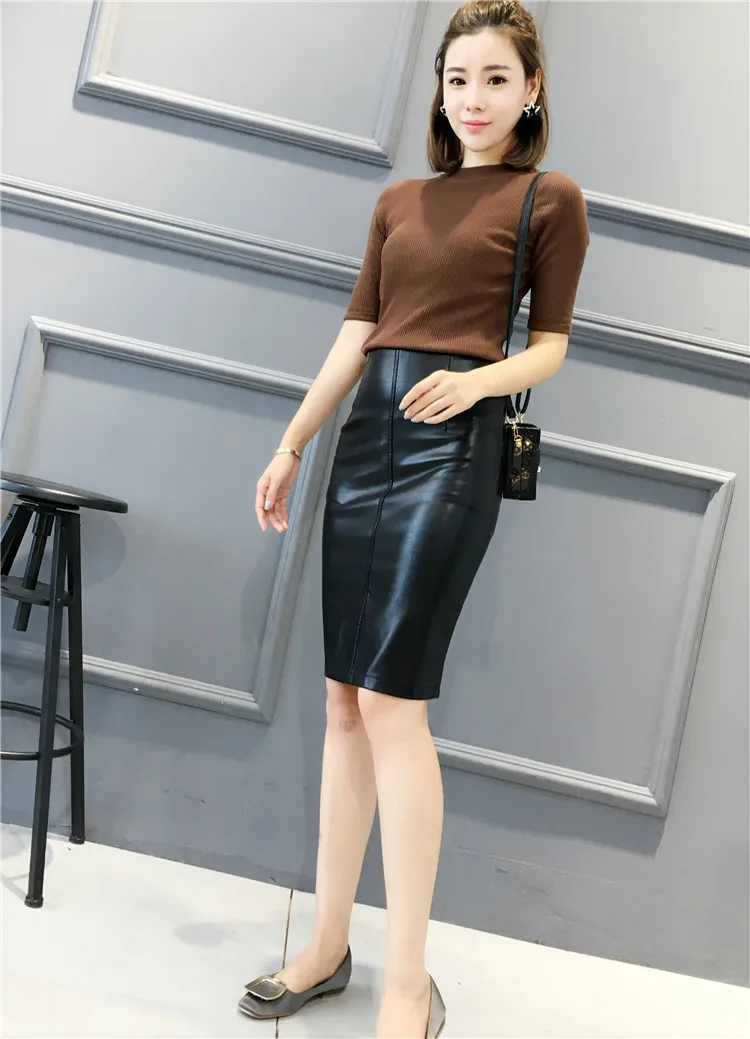 Осенне зимняя новая юбка из искусственной кожи в европейском и американском