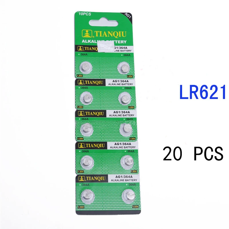 20 шт./2 карты 364 батарея для часов AG1 LR621 364A SR621SW 1 55 в 621 с кнопкой калькулятора