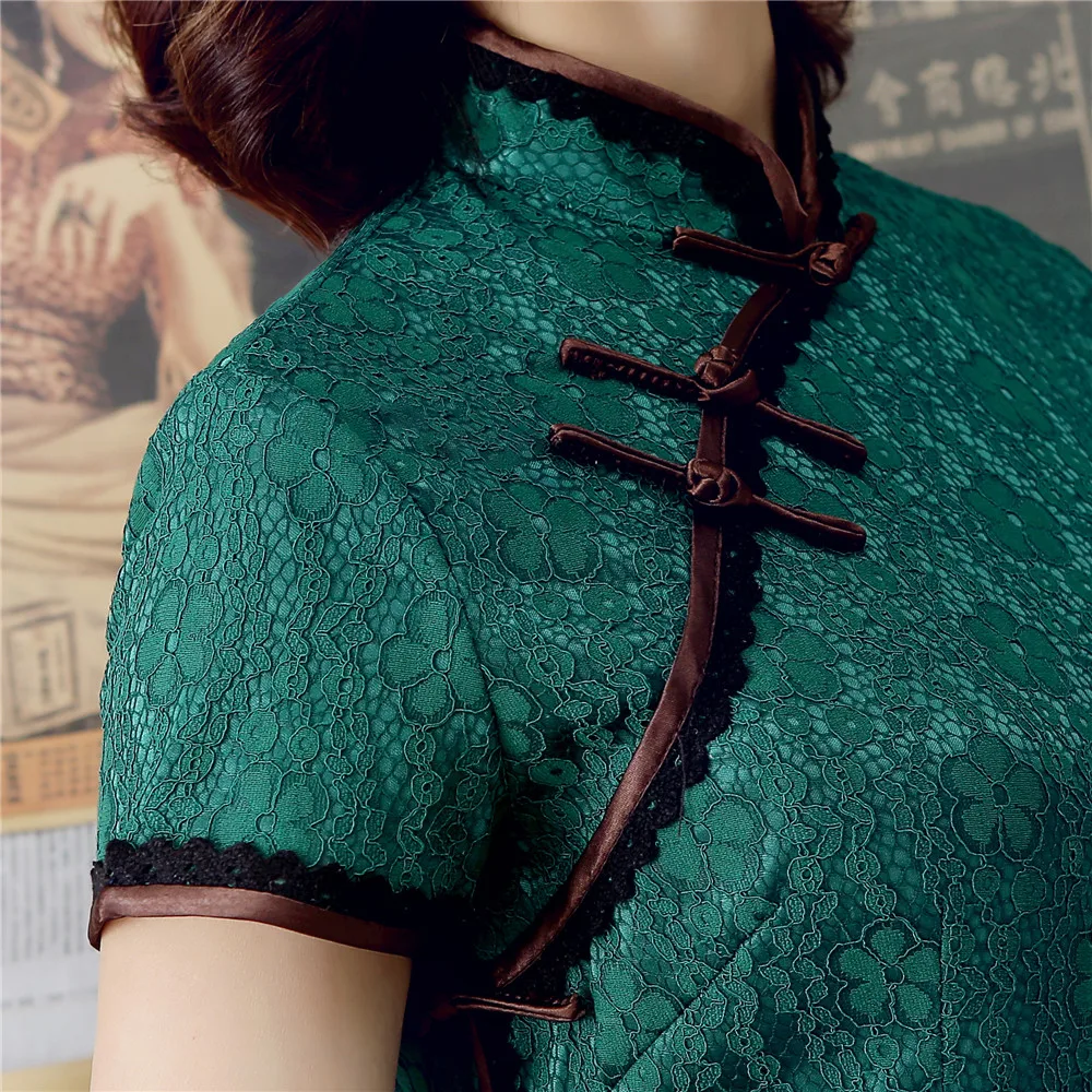 Новинка короткое Кружевное китайское традиционное женское Qipao Большие размеры 3XL Vestidso элегантное вечернее платье сексуальное женское Ципао S-95