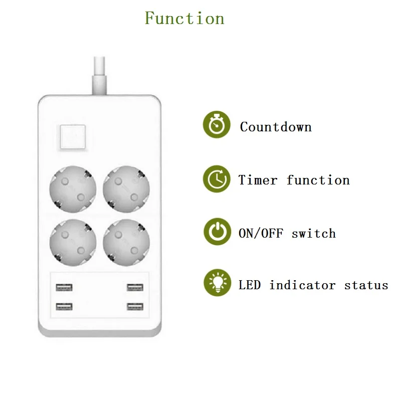 WiFi Smart Power Strip EU Plug Защита от перенапряжения 4 гнезда с usb портом переключатель