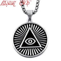 mens pewter pendant illuminati the all seeing eye pyramideye symbol individuality stainless steel necklace