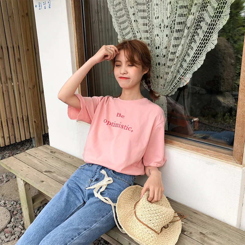 BGTEEVER Letter Print Women Summer T-shirt O-Neck Casual Basic Tee shirt Chic Tops Female oversize harajuku | Женская одежда