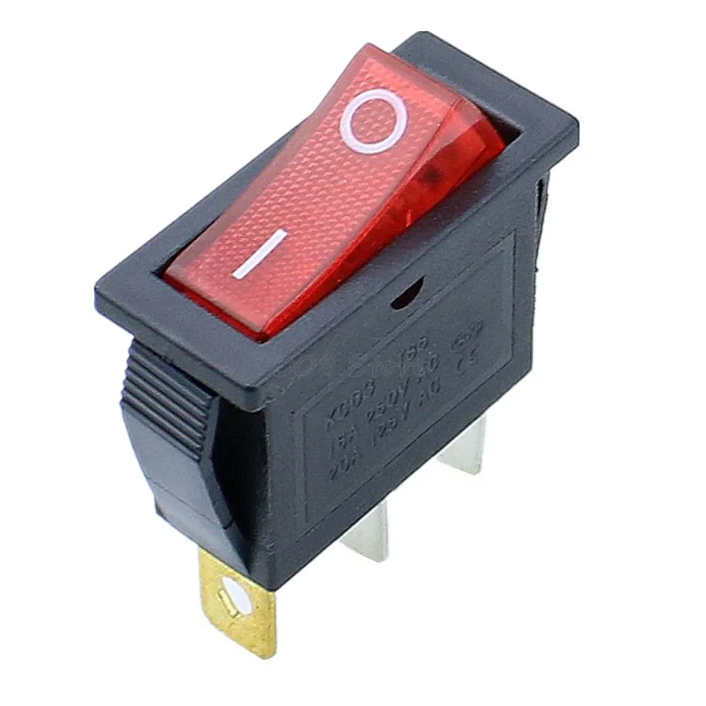 KCD3 ВКЛ-ВЫКЛ 3Pin клавишный выключатель DPST 15A/20A 250 V/125VAC KCD3 - Цвет: Red ON OFF