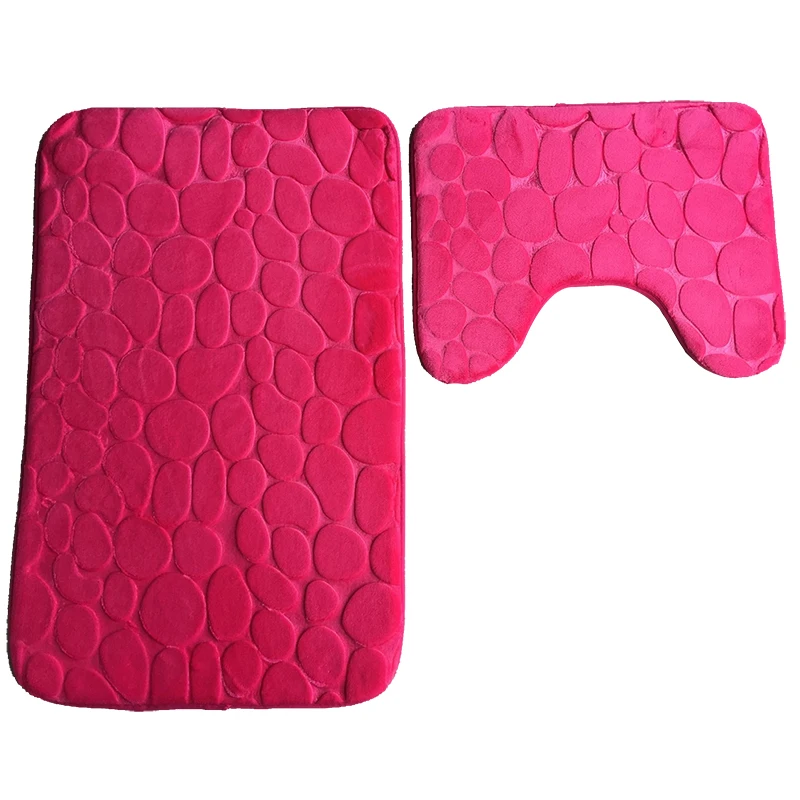Zeegle 3D Embossed Bathroom Mat Set Bathroom Carpet Toilet Lid Cover Bath Mat For Home Decoration Absorbent Bathroom Rugs Set