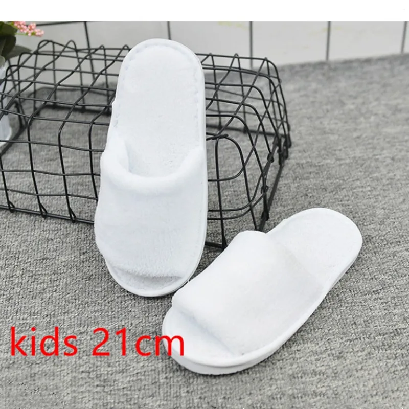 kids open toe 5 пар белых отельных одноразовых тапочек с открытым носком махровые спа вечерние туфли для гостей - Цвет: kids open toe
