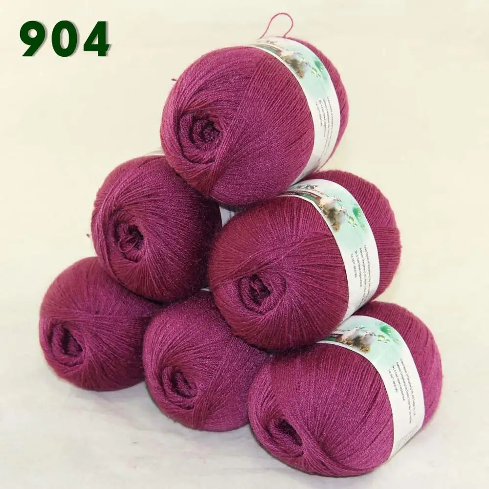 Bramble berry 904 Лот из 6 мотков тонкая кружевная Мягкая шерстяная акриловая кашемировая пряжа трикотажная 238-пряжа C1 - Цвет: Bramble berry 904