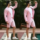 2019 новый элегантный розовый свадебный мужской костюм с короткими брюками, Модный деловой костюм Terno Masculino, пляжные мужские летние костюмы для жениха