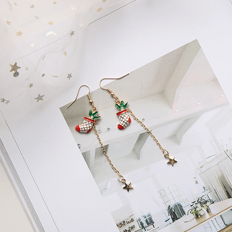 Рождественские Простые Длинные серьги ручной работы с Санта-Клаусом