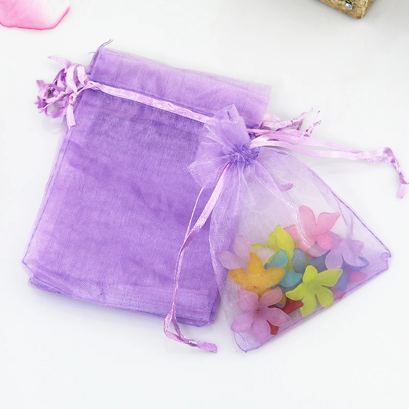 

30X40cm (12"x16")100pcs Large Light Purple Organza Bags 5x7cm Wedding Jewelry Packaging Organza Gift Pouches With Drawstring