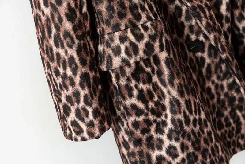 XD75-1497 Европа Мода Стиль двойной ряд Кнопка leopard пальто с мехом | Женская одежда