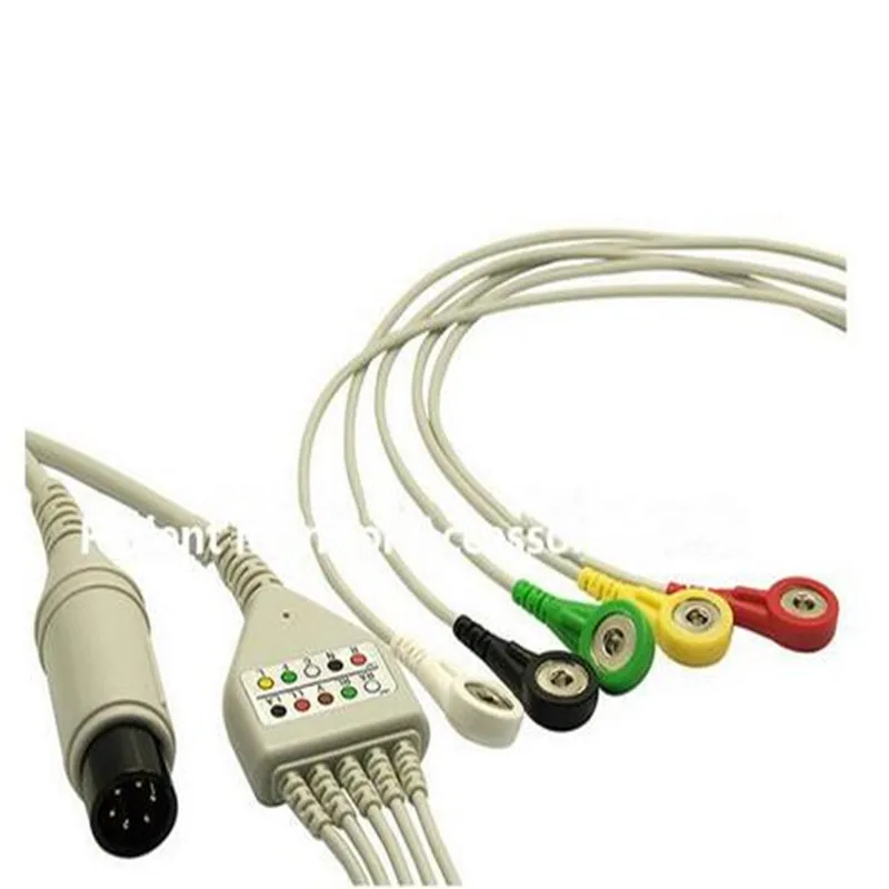 Универсальный 6 контактный цельный 5 ЭКГ кабель AAMI для Mindray PM7000/8000 Edan монитор