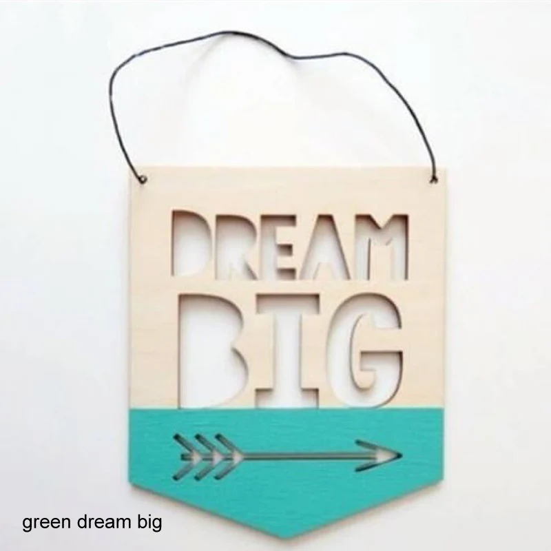 green dream big Лозунг баннер в скандинавском стиле Детская комната Декор гирлянда орнамент талисман деревянный подвесной Декор реквизит для фотосессии - Цвет: green dream big