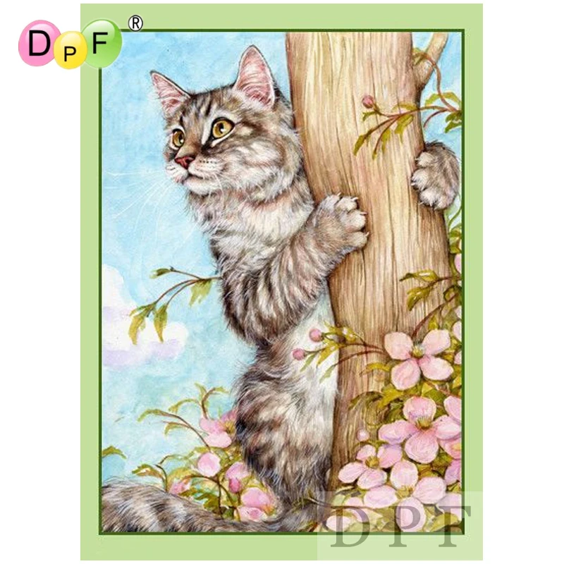 DPF алмазная живопись вышивка крестиком альпинизм котёнок Алмазная мозаика