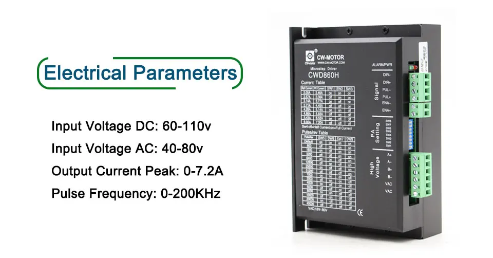 Новое поступление! Nema 34 шаговый двигатель привод 0-7.2A 60-110vDC/40-80vAC CWD860H для Nema34 шаговый двигатель