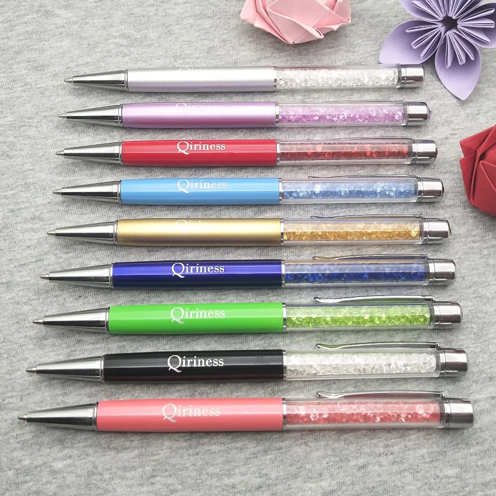 New fashion pencils Crystal diamonds pens custom printed with your wedding date and wedding names for personalized wedding gifts