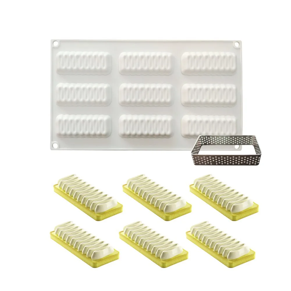 9 отверстий в форме волны торта силиконовая формочка для украшение шоколадный