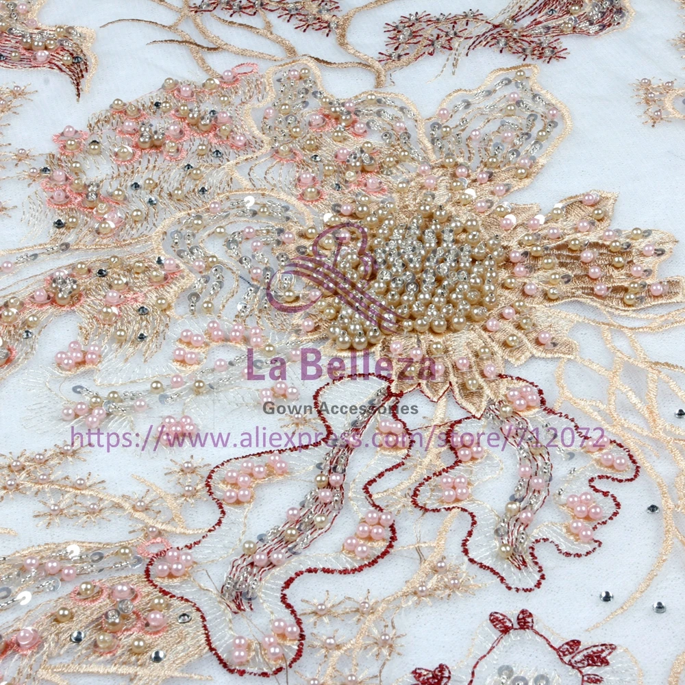 La Belleza, хит, смешанные цвета, тяжелое, расшитое бисером, черное/белое Сетчатое свадебное платье/модное шоу/вечернее платье, кружевная ткань, 1 ярд