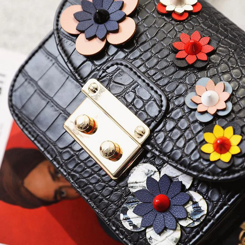 Новинка 2017 года Для женщин Сумки через плечо Модные Цвет цветок Дизайн на Цепи