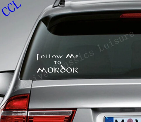 white Следуйте за мной в Мордор-Забавный Властелин колец iInspired наклейка на автомобиль, s2081 - Цвет: white