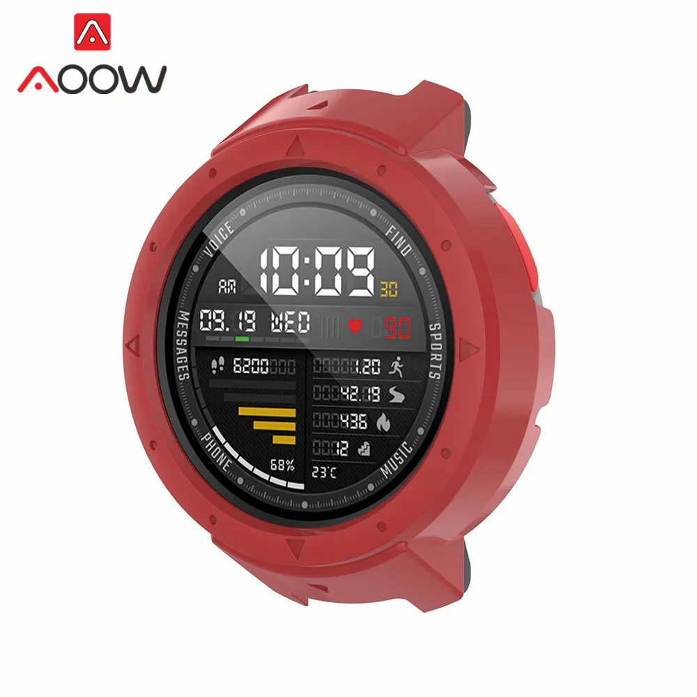 Red Мягкий силиконовый ремешок для часов Amazfit Verge Xiaomi Huami 3, спортивный сменный ремешок для браслета и поликарбоната, защитный чехол A1801 - Цвет ремешка: Red