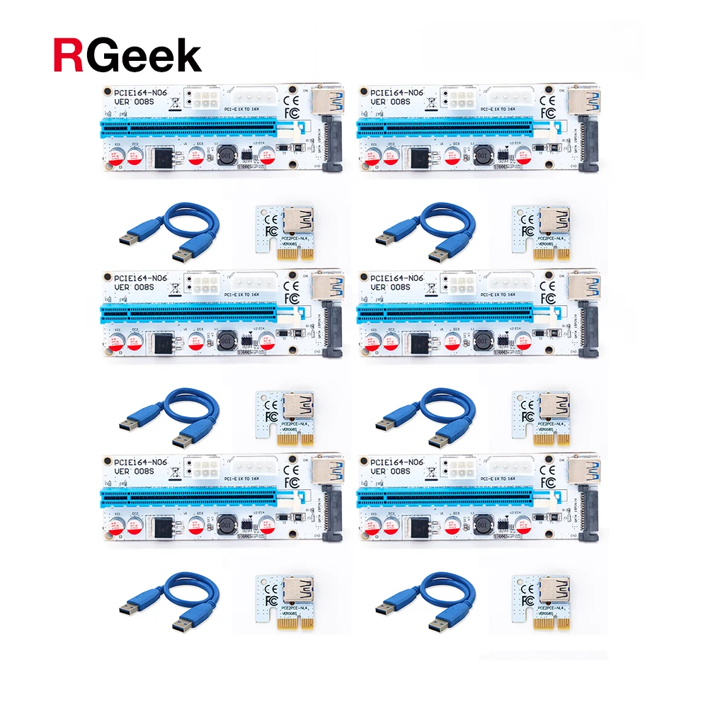6 шт./лот PCI E 1x к 16x горнодобывающая машина Расширитель 008C переходная карта адаптер