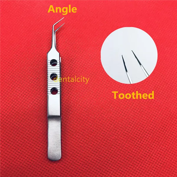 Angle Toothed 1 шт. 11 см микрос из нержавеющей стали ласточковый Пинцет платформы офтальмологический микрос щипцы - Цвет: Angle Toothed