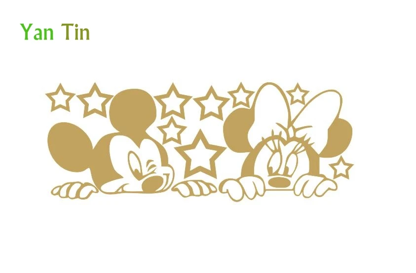 Gold Мультфильм Микки Маус и Минни настенные Стикеры для детской комнаты полые звезды украшения художественная Фреска самоклеющиеся звезды обои - Цвет: Gold