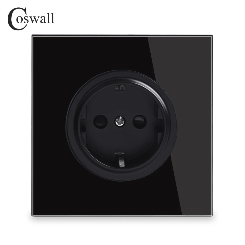 Розетка Coswall настенная с заземлением и защитой от детей черная прозрачная