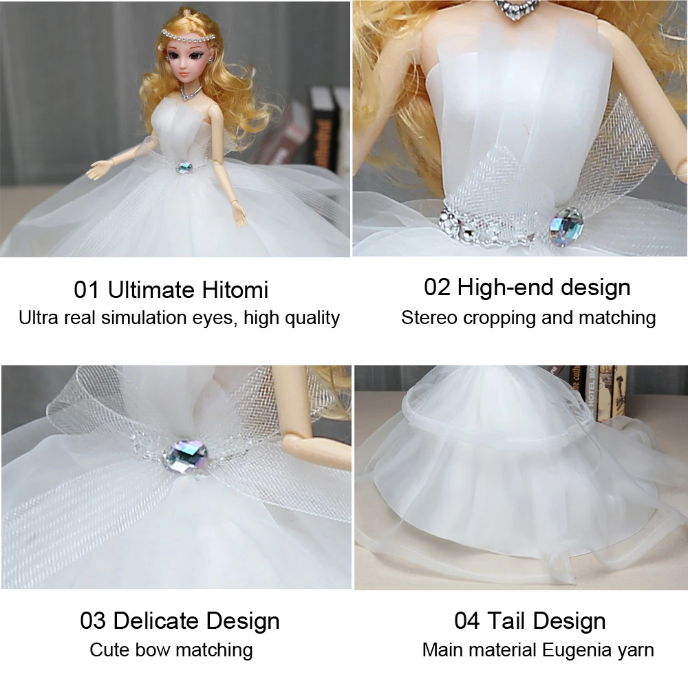 80 см хвост свадебное платье для куклы игрушка 3D Свадьба Бобби Кукла большая юбка