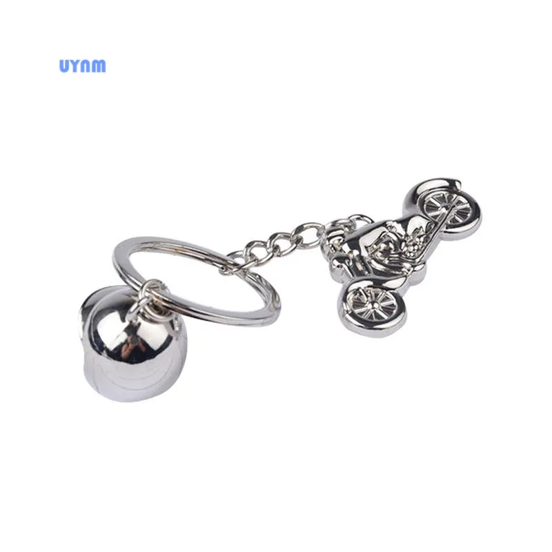 UYNM 3D motorcycle metal keyring silver helmet keychain creative gift alloy car for men interior accessory | Автомобили и