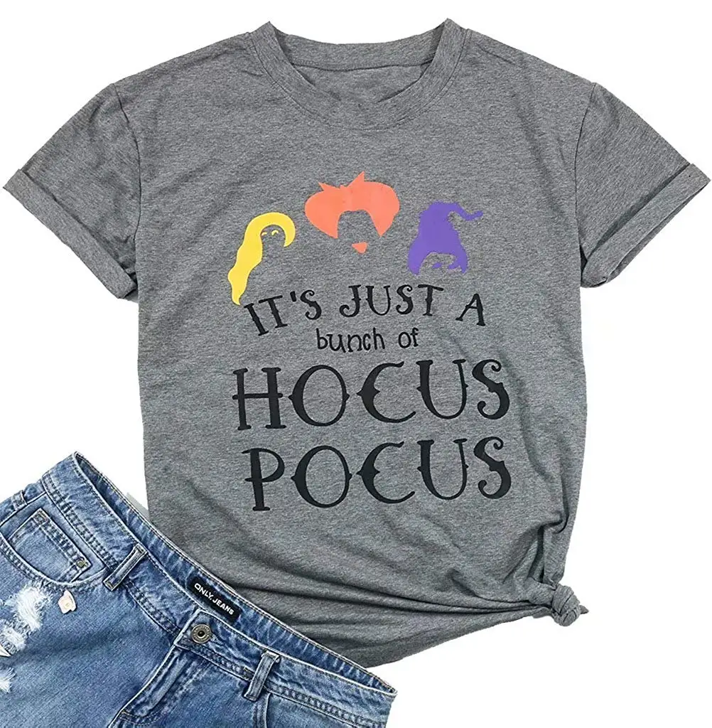 Его просто кучка hous Pocus забавные печатные Графические футболки для женщин Лето