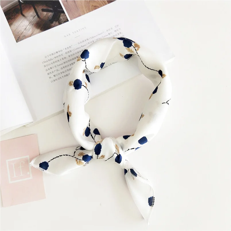 Elegant Women Square Silk Head Neck Feel Satin Scarf Skinny Retro Hair Band Tie Small Fashion Lady scarfs |